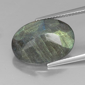 Labradorite multicolore naturelle coupe ovale, 10,53 ct, opaque