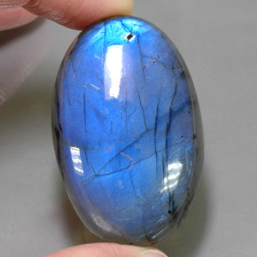 Labradorite multicolore naturelle coupe ovale, 93,88 ct, translucide