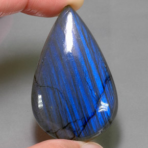 Labradorite multicolore naturelle en forme de poire, 68,82 ct, opaque