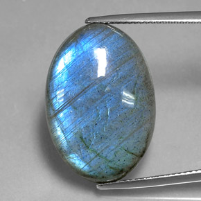 Labradorite multicolore naturelle coupe ovale, 20,80 ct, translucide