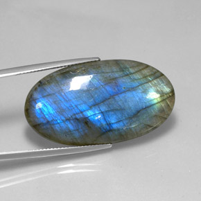 Labradorite multicolore naturelle coupe ovale, 32,75 ct, translucide