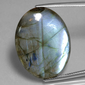 Labradorite multicolore naturelle coupe ovale, 28,90 ct, translucide