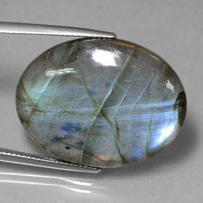 Labradorite multicolore naturelle coupe ovale, 28,90 ct, translucide