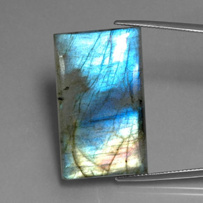 Labradorite multicolore naturelle baguette, 35,25 ct, translucide
