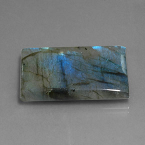 Labradorite multicolore naturelle baguette, 35,25 ct, translucide