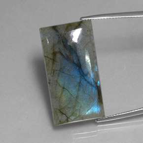Labradorite multicolore naturelle baguette, 29,27 ct, translucide