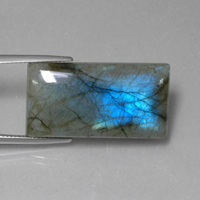 Labradorite multicolore naturelle baguette, 29,27 ct, translucide
