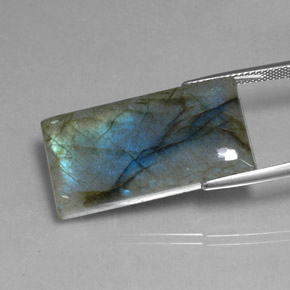 Labradorite multicolore naturelle baguette, 29,27 ct, translucide