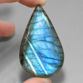 Labradorite multicolore naturelle en forme de poire, 78,09 ct, translucide