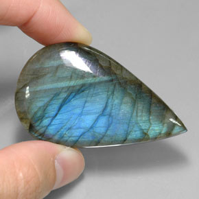 Labradorite multicolore naturelle en forme de poire, 78,09 ct, translucide