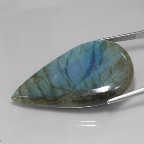 Labradorite multicolore naturelle en forme de poire, 78,09 ct, translucide