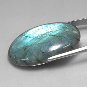 Labradorite multicolore naturelle coupe ovale, 77,11 ct, translucide