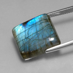 Labradorite Multicolore naturelle Carré, 21.36 ct, Translucide