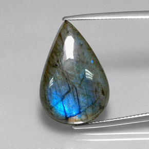 Labradorite multicolore naturelle en forme de poire, 18,23 ct, translucide