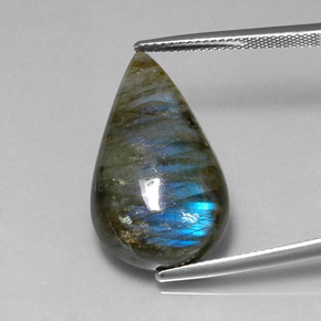 Labradorite Multicolore naturelle En forme de poire, 21.56 ct, Translucide