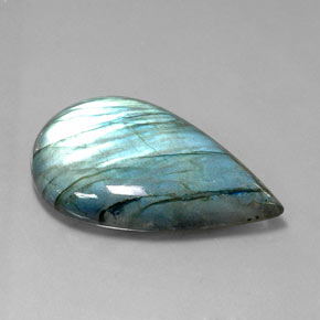 Labradorite multicolore naturelle en forme de poire, 71,40 ct, translucide
