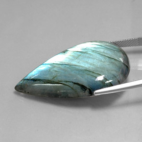 Labradorite multicolore naturelle en forme de poire, 71,40 ct, translucide