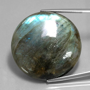 Labradorite multicolore naturelle coupe roude, 80,70 ct, translucide
