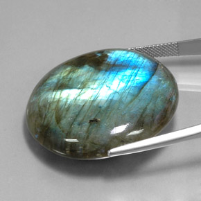Labradorite multicolore naturelle coupe roude, 80,70 ct, translucide