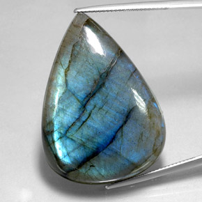 Labradorite multicolore naturelle en forme de poire, 70,99 ct, translucide