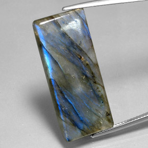 Labradorite multicolore naturelle baguette, 22,45 ct, translucide