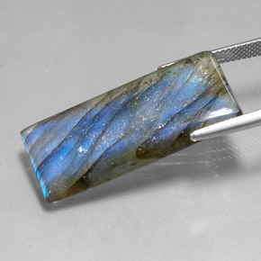 Labradorite multicolore naturelle baguette, 22,45 ct, translucide