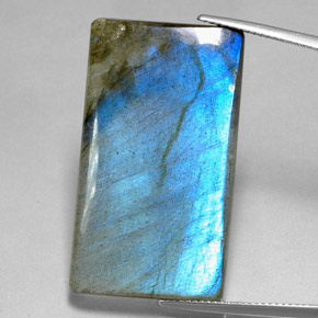 Labradorite multicolore naturelle baguette, 35,90 ct, translucide