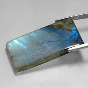 Labradorite multicolore naturelle baguette, 35,90 ct, translucide
