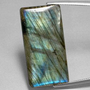 Labradorite multicolore naturelle baguette, 29,87 ct, translucide