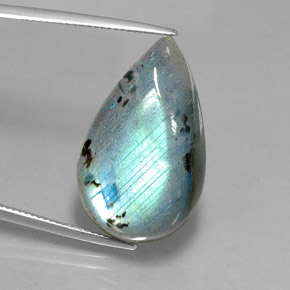 Labradorite multicolore naturelle en forme de poire, 28,52 ct, opaque
