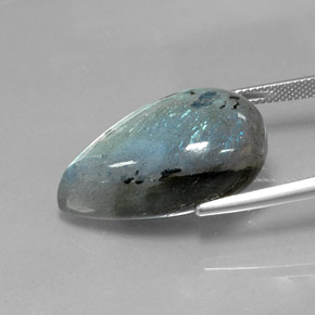 Labradorite multicolore naturelle en forme de poire, 28,52 ct, opaque