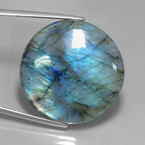 Labradorite multicolore naturelle coupe roude, 56,71 ct, translucide