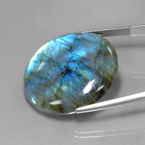 Labradorite multicolore naturelle coupe roude, 56,71 ct, translucide