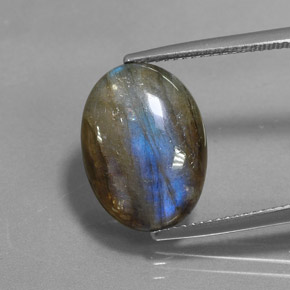 Labradorite multicolore naturelle coupe ovale, 6,83 ct, translucide