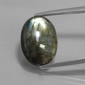 Labradorite multicolore naturelle coupe ovale, 7,29 ct, opaque