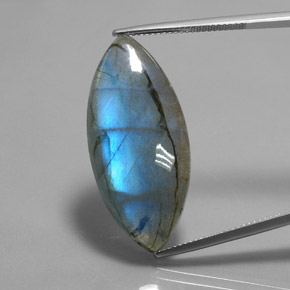 Labradorite multicolore naturelle transparent, 21,02 ct, transparent / translucide