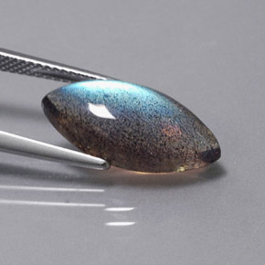 Labradorite multicolore naturelle transparent, 5,19 ct, transparent / translucide