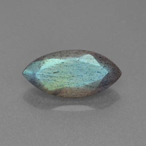Labradorite gris à reflet bleu naturelle transparent, 2,82 ct, transparent / translucide