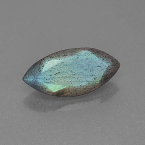 Labradorite gris à reflet bleu naturelle transparent, 2,82 ct, transparent / translucide