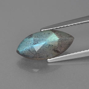 Labradorite gris à reflet bleu naturelle transparent, 2,82 ct, transparent / translucide