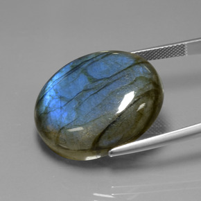 Labradorite bleue naturelle coupe ovale, 39,42 ct, transparent