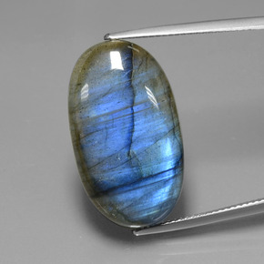 Labradorite Éclat Bleu Gris naturelle Coupe ovale, 23.23 ct, Transparent