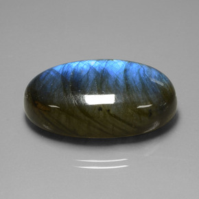 Labradorite Éclat Bleu Gris naturelle Coupe ovale, 52.40 ct, Transparent