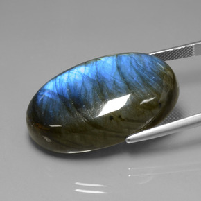Labradorite Éclat Bleu Gris naturelle Coupe ovale, 52.40 ct, Transparent