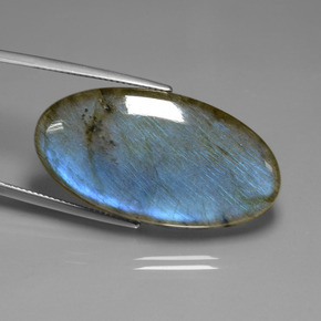 Labradorite bleue naturelle coupe ovale, 33,63 ct, transparent