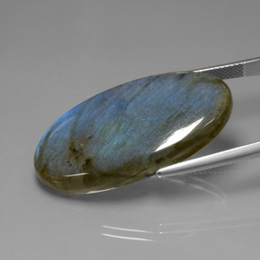 Labradorite bleue naturelle coupe ovale, 33,63 ct, transparent