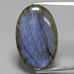 Labradorite bleue naturelle coupe ovale, 16,81 ct, transparent