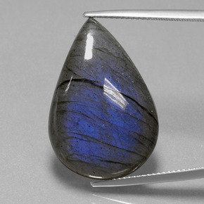 Labradorite bleue naturelle en forme de poire, 27,70 ct, transparent