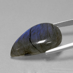 Labradorite bleue naturelle en forme de poire, 27,70 ct, transparent