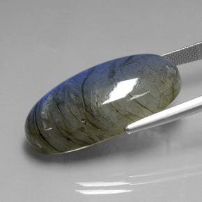 Labradorite Éclat Bleu Gris naturelle Coupe ovale, 32.48 ct, Transparent